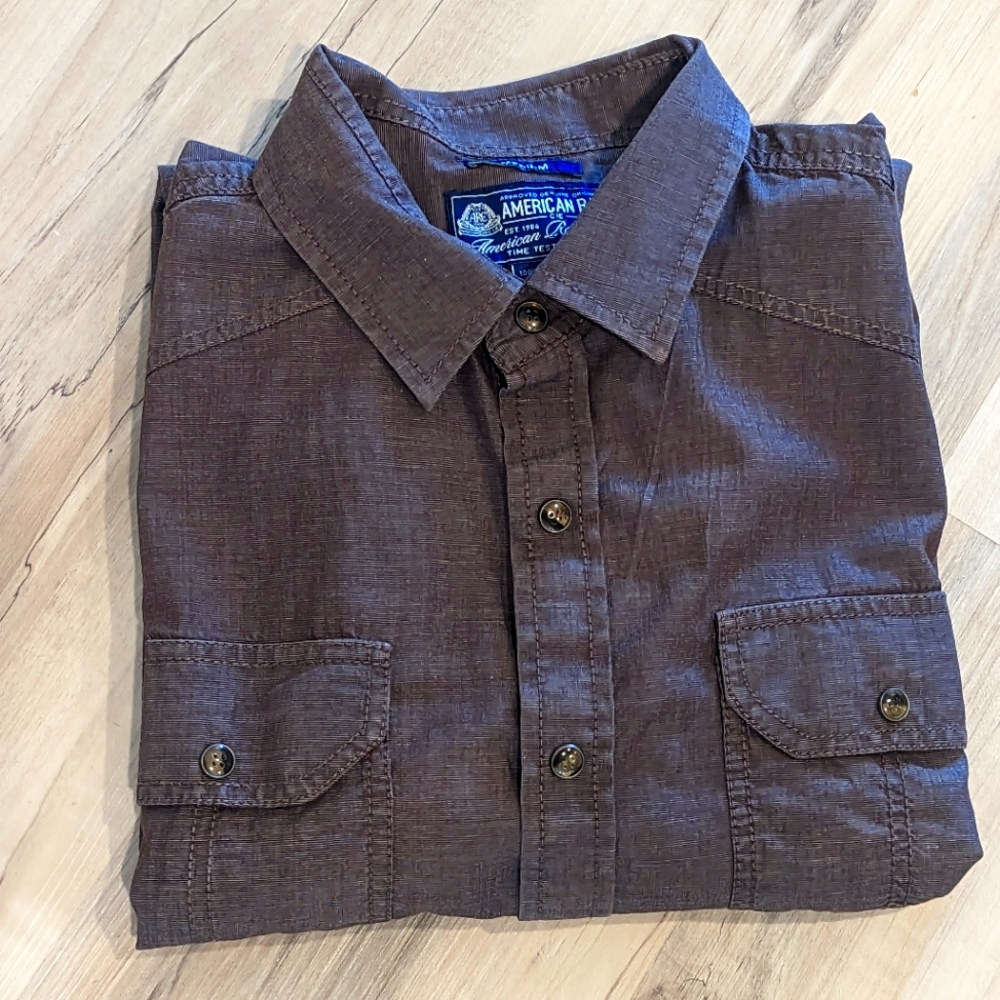 American Rag Cie Men's Rustic Brown Button Down Shirt, Size Medium